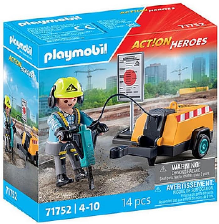 PLAYMOBIL 71752 LAVORTORE CON MARTELLO PNEUMATICO