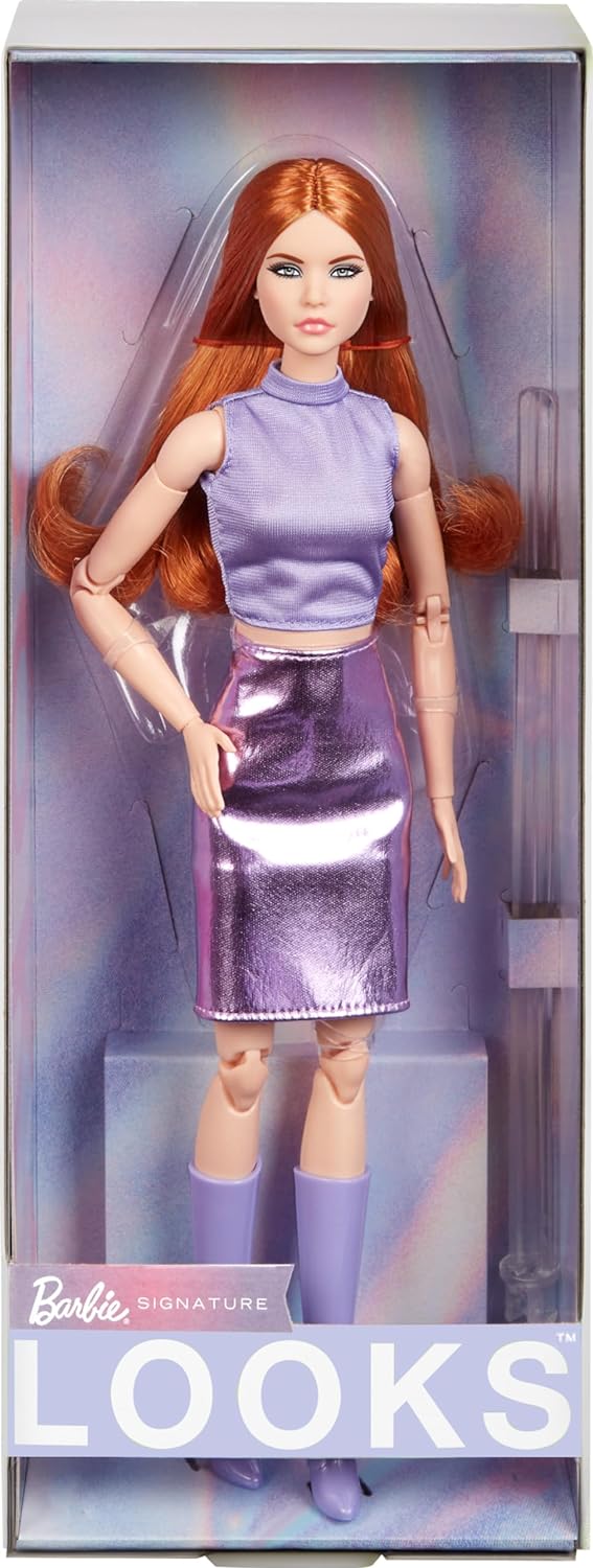 MATTEL HRM12 BARBIE SIGNATURE - VESTITO LILLA CAPELLI ROSSI