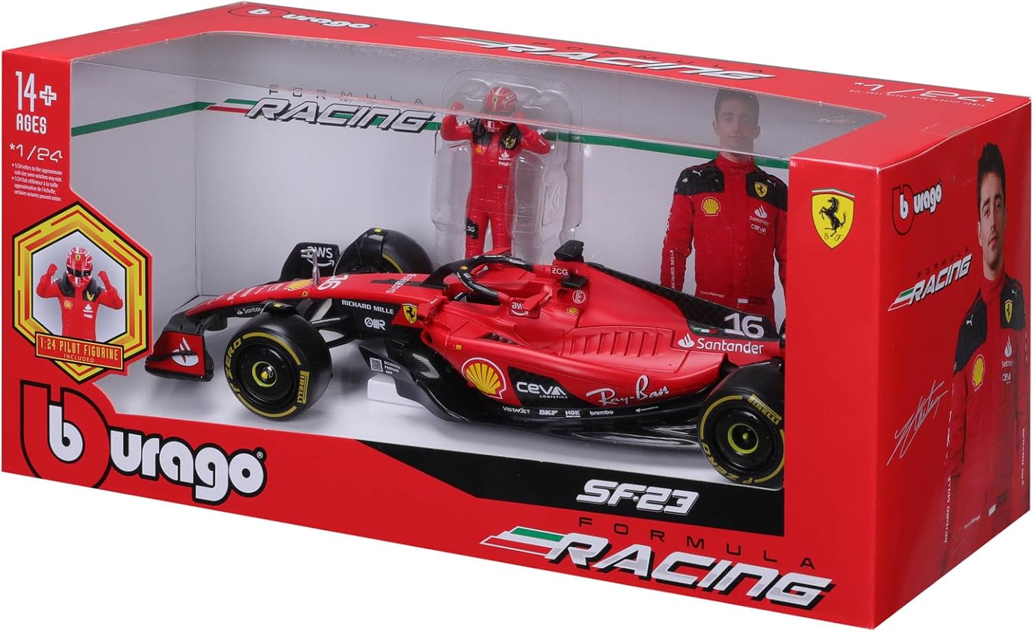 BURAGO 1826809L F1 FERRARI SF23 LECLERC SCALA 1/24