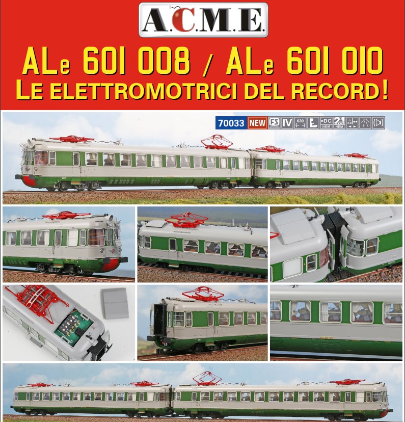 ACME 70033 TRENO PROVA AV 1968 ALE 601 008 + 010 EP. IV CON ANTENNE