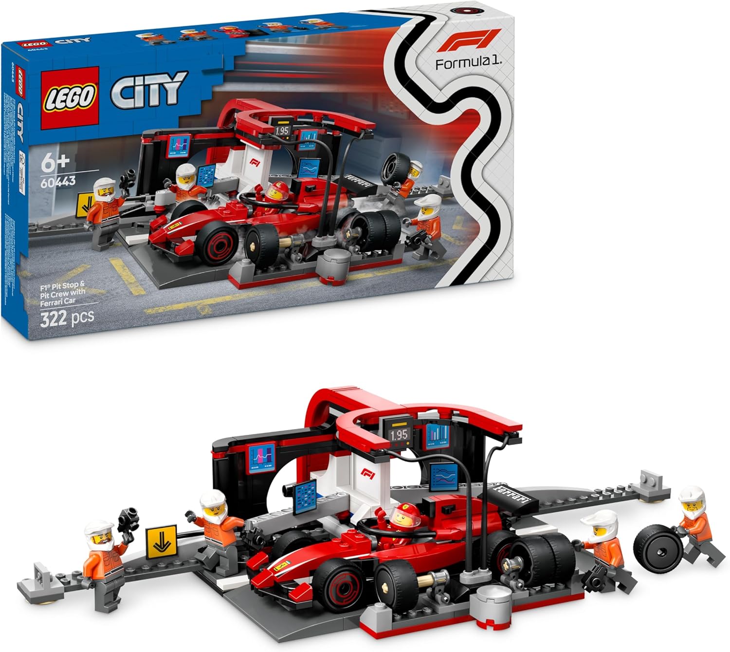 LEGO 60443 PITSTOP E MECCANICI CON MONOPOSTO FERRARI F1 CITY