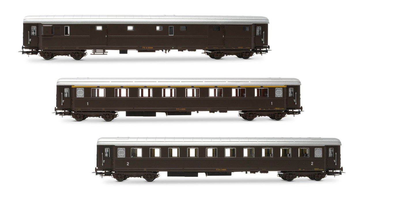 HORNBY HR4365 SET 3 CARROZZE FS LIVREA CASTANO