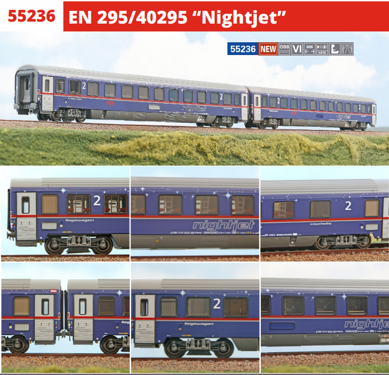 ACME 55236 SET 2 CARROZZE CUCCETTE LIVREA NIGHTJET