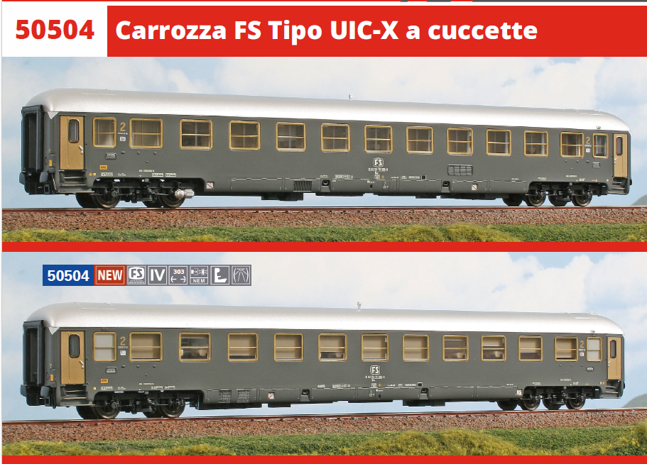 ACME 50504 CARROZZA FS TIPO UIC-X 2^ CLASSE