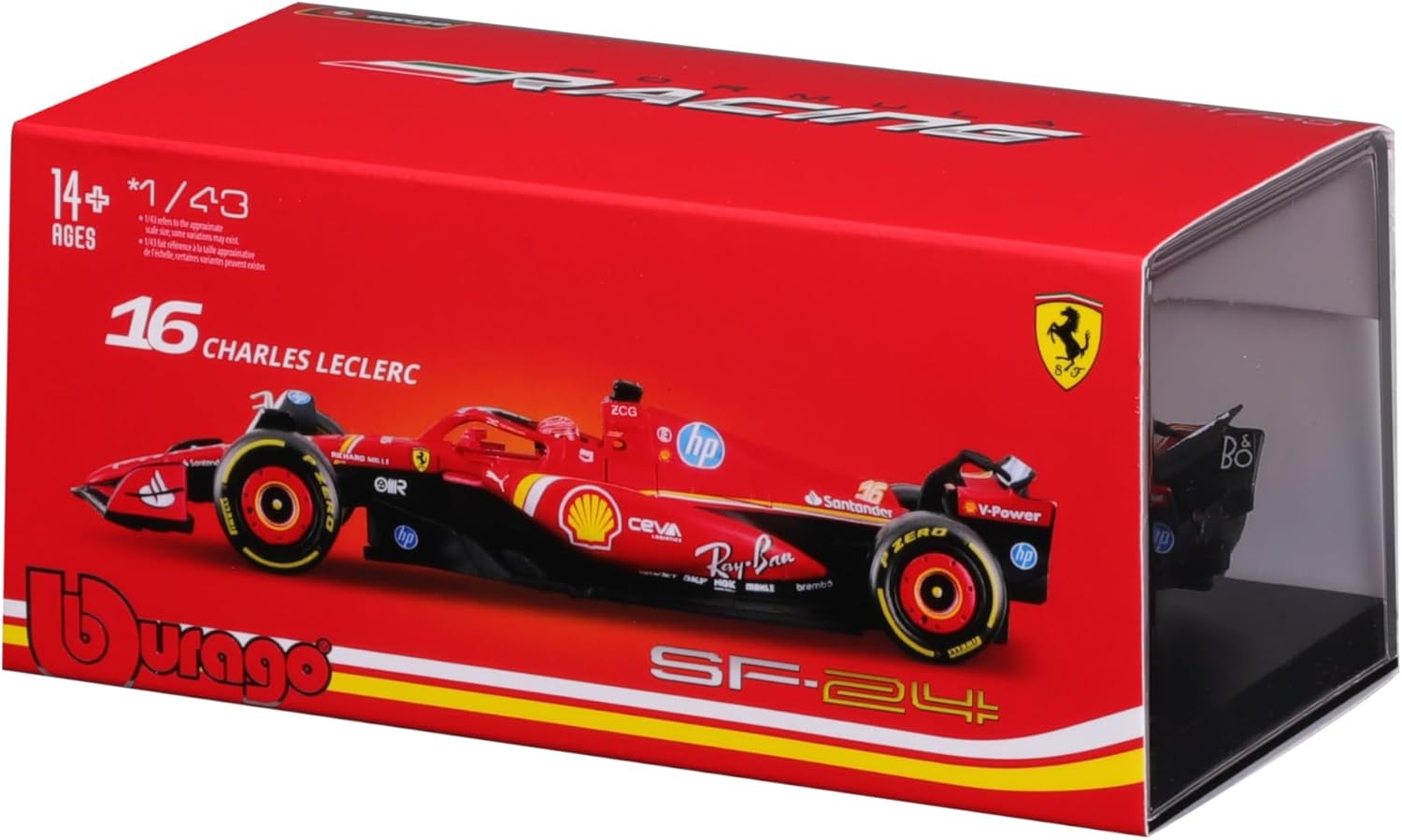 BURAGO 1836843L  F1 FERRARI IMOLA LIVERY SF24 LECLERC W/HELMET SCLA 1/43