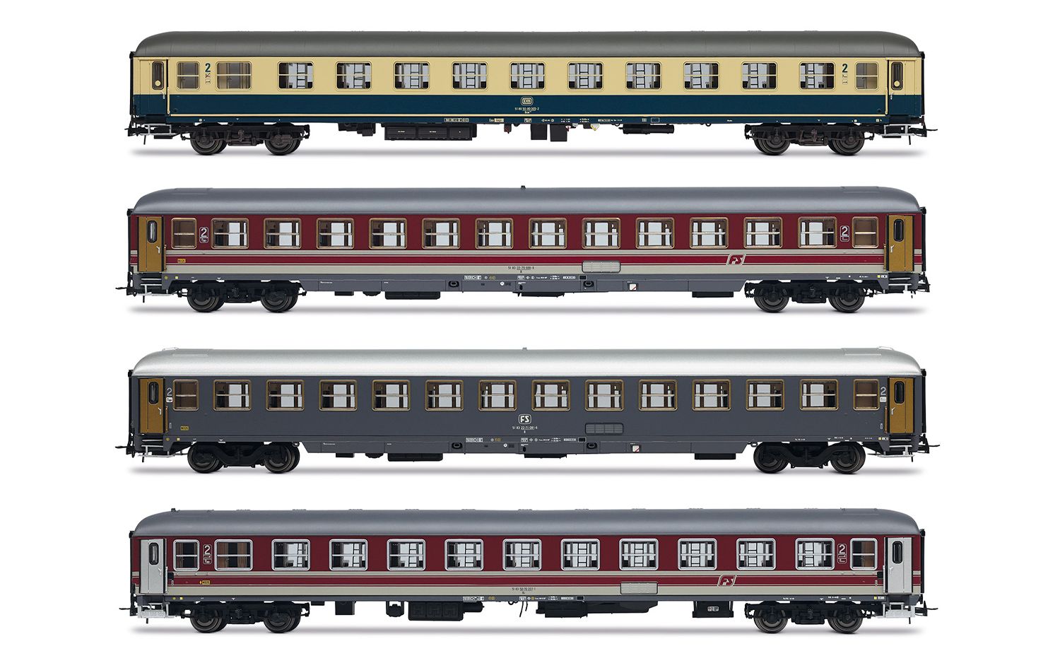 HORNBY HR4375 SET DI 4 CARRZZE "ITALIEN-HOLLAND EXPRESS"