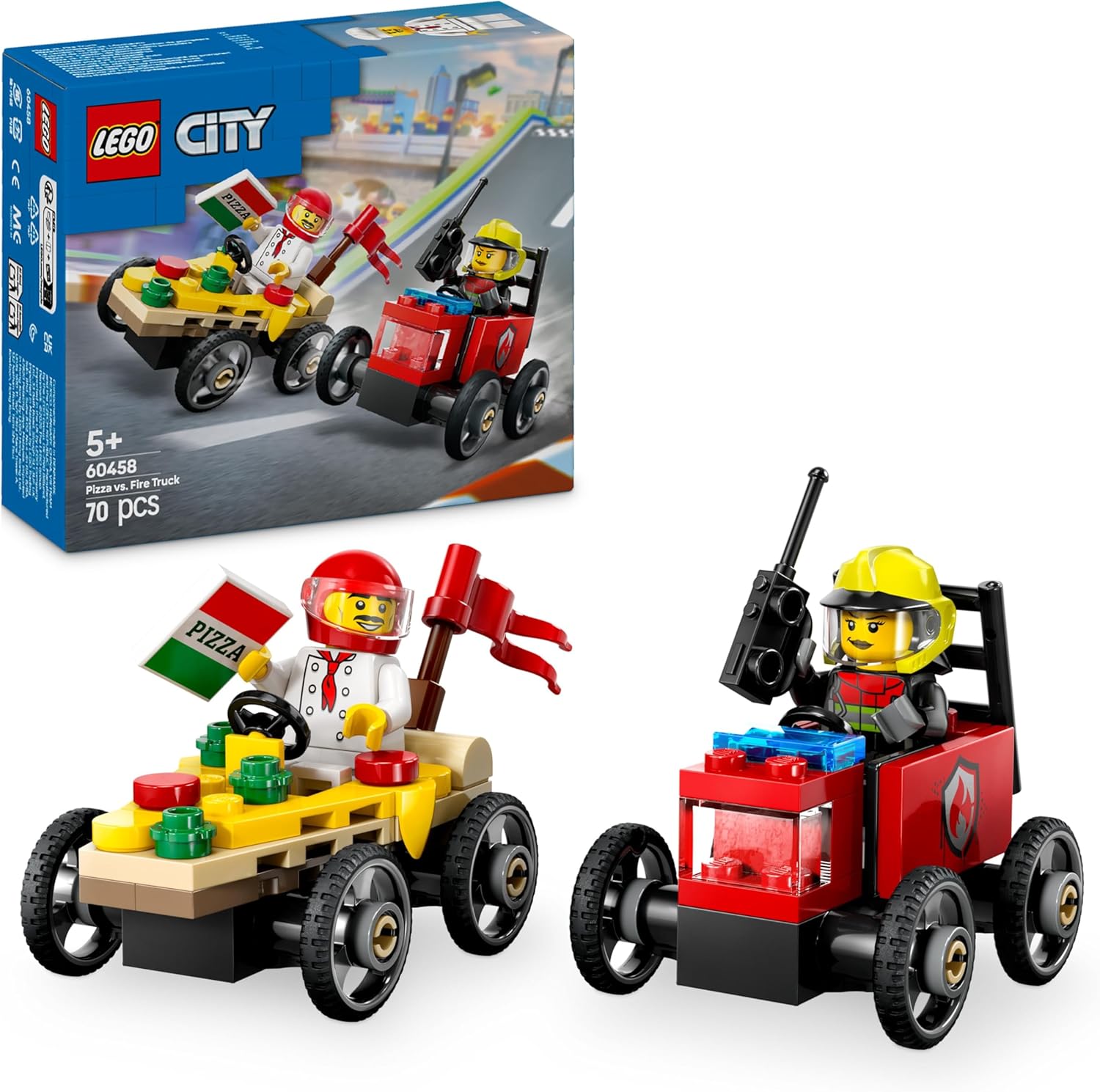 LEGO 60458 PACK VEICOLI DA CORSA PIZZAIOLO CONTRO POMPIERE CITY